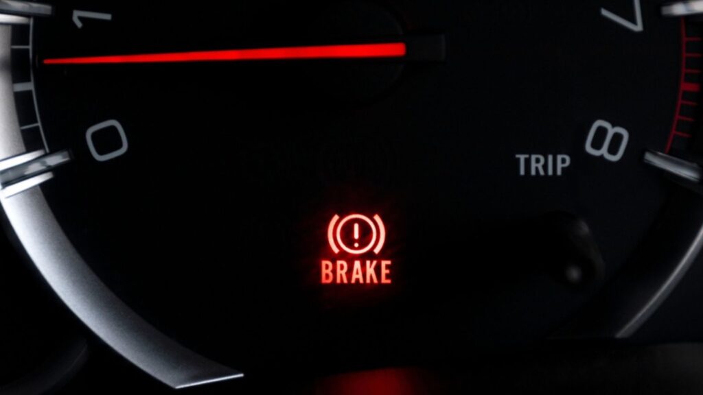 brake lights on car dashboard