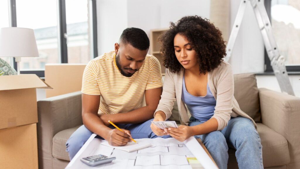 couple making moving budget