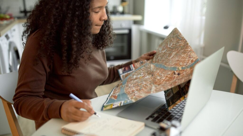 woman making trip plans