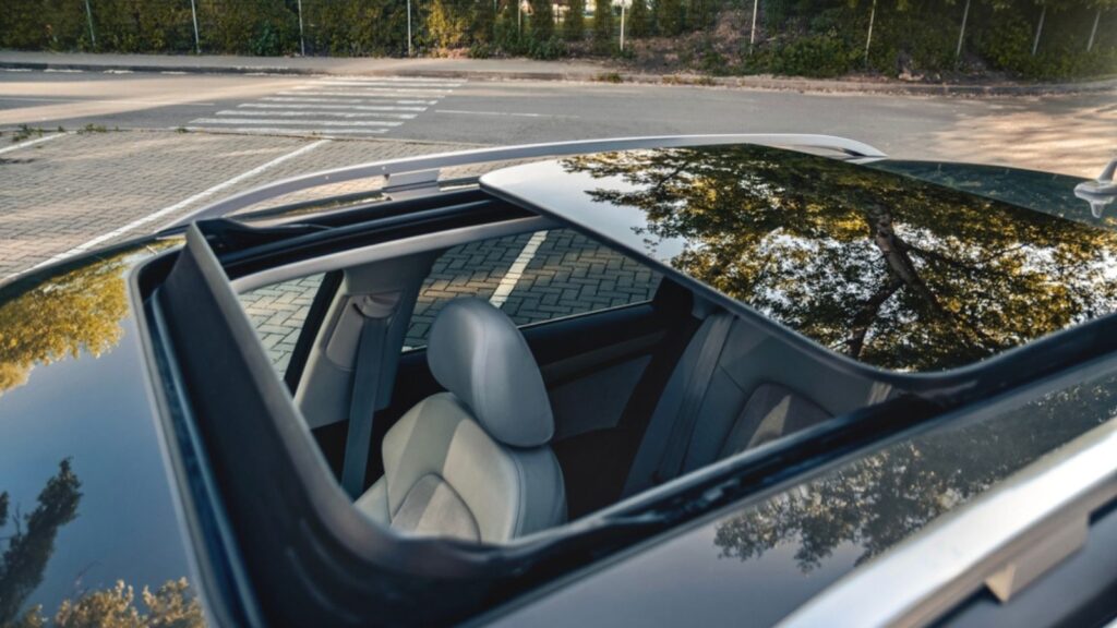 Audi A4 open sunroof close-up