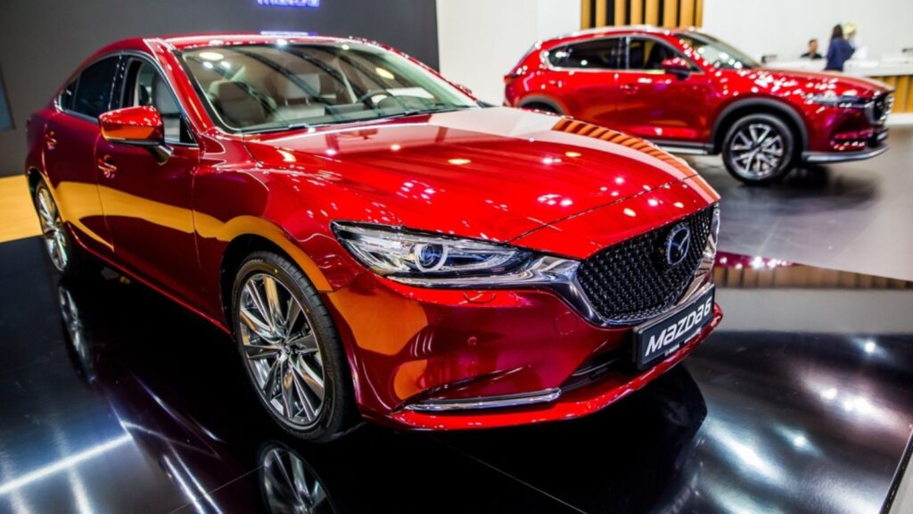 2016 A stunning red Mazda6 sedan on display at the Zagreb Auto Show