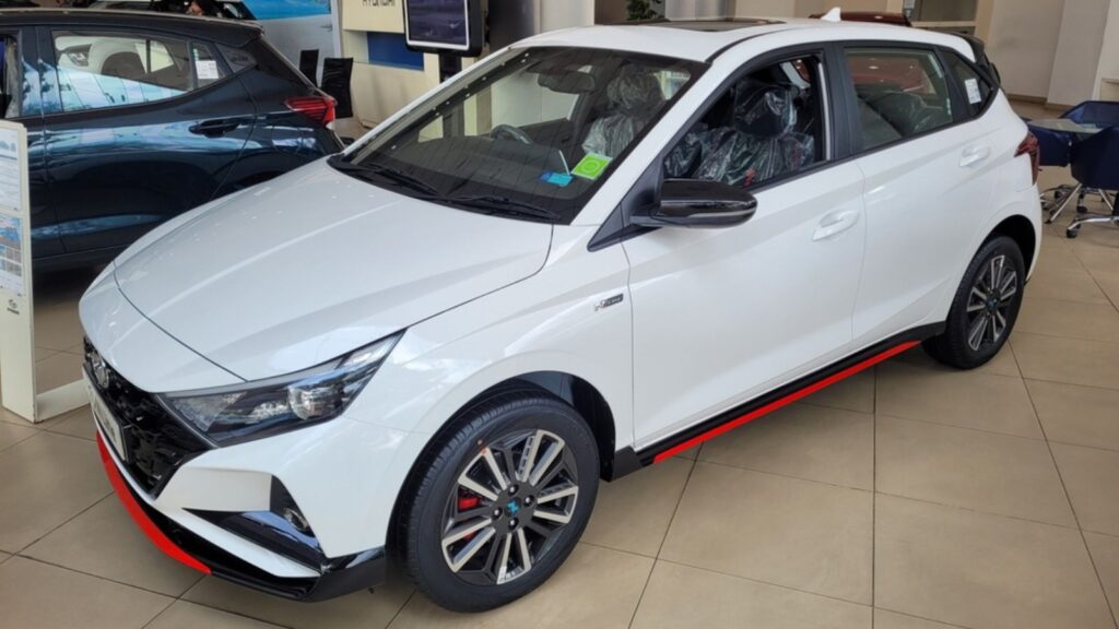 Hyundai i20 N Line car in a showroom