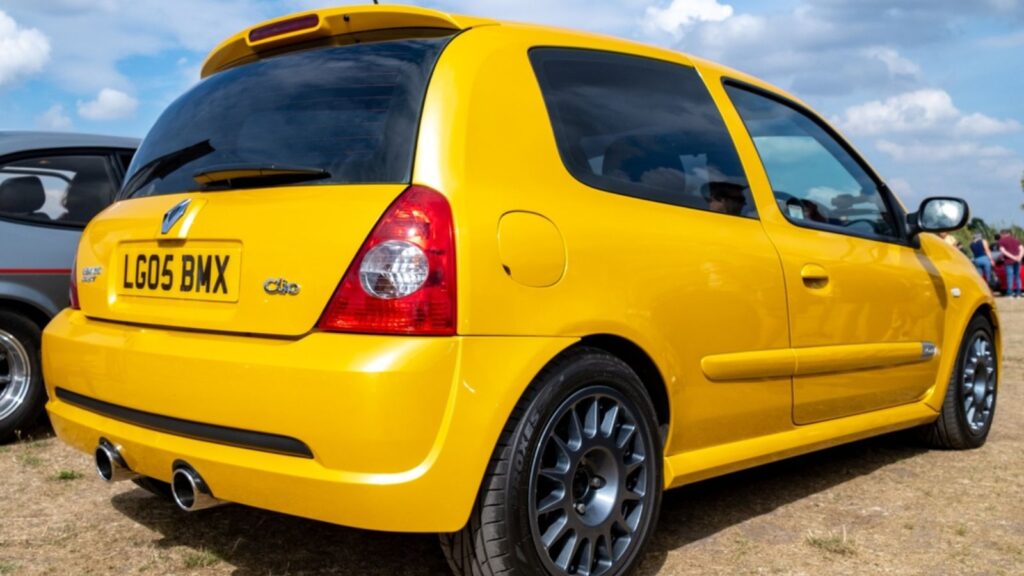 Renault Clio Renaultsport 82 hot hatchback car on display
