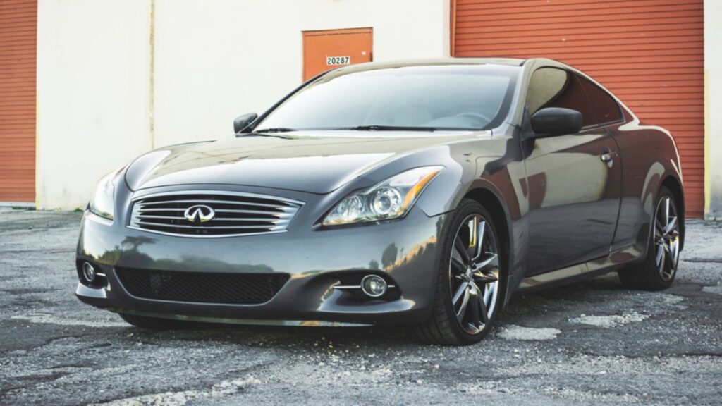 Front view of a Infiniti G37. Japanese coupe of luxury brand of Nissan