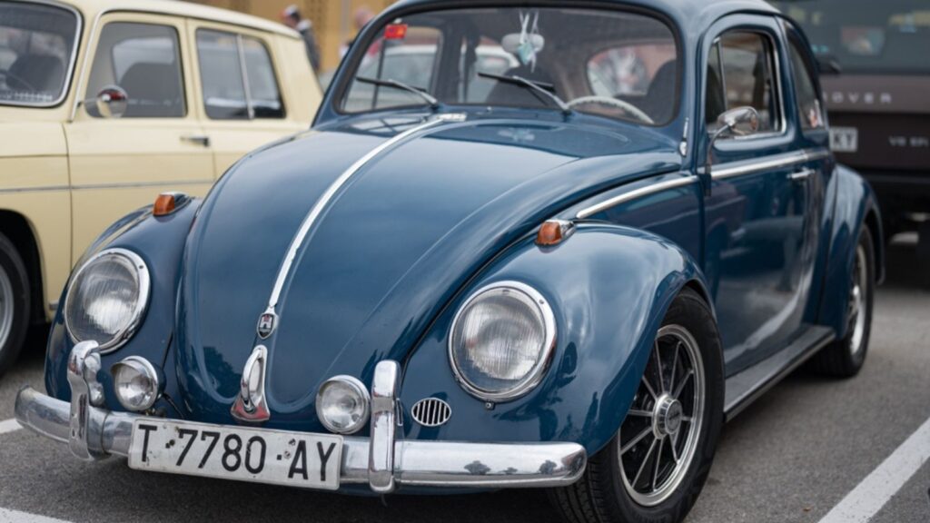 the humble Volkswagen Beetle or Type 1, blue with chrome